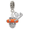 Silver Plated Crystal Orange Spinner - Silver Plated Twist Rope Bead Charm Dangle with Mini Year 2025: Year to Remember Jewelry Gift - Celebrations