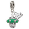 Silver Plated Crystal Green Spinner - Silver Plated Twist Rope Bead Charm Dangle with Mini Year 2025: Year to Remember Jewelry Gift - Celebrations