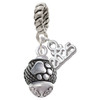 Silver Plated Paw on Hatched Background Spinners - Silver Plated Twist Rope Bead Charm Dangle with Mini Year 2025: Year to Remember Jewelry Gift - Celebrations