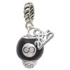 Silver Plated Black 8 Ball Spinner - Silver Plated Twist Rope Bead Charm Dangle with Mini Year 2025: Year to Remember Jewelry Gift - Celebrations