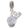 Silver Plated Love on White Spinners - Silver Plated Twist Rope Bead Charm Dangle with Mini Year 2025: Year to Remember Jewelry Gift - Celebrations