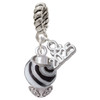 Silver Plated Wide Zebra Print Spinners - Silver Plated Twist Rope Bead Charm Dangle with Mini Year 2025: Year to Remember Jewelry Gift - Celebrations