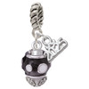 Silver Plated White Dots on Black Spinner - Silver Plated Twist Rope Bead Charm Dangle with Mini Year 2025: Year to Remember Jewelry Gift - Celebrations