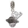 Silver Plated Large Fancy Square with Rope Border Spinner - Silver Plated Twist Rope Bead Charm Dangle with Mini Year 2025: Year to Remember Jewelry Gift - Celebrations