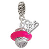 Silver Plated Hot Pink Center Spinner - Silver Plated Twist Rope Bead Charm Dangle with Mini Year 2025: Year to Remember Jewelry Gift - Celebrations