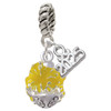 Hot Yellow Hibiscus Flowers Spinner - Silver Plated Twist Rope Bead Charm Dangle with Mini Year 2025: Year to Remember Jewelry Gift - Celebrations