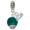 12mm Glass Teal Roller Spinner - Silver Plated Twist Rope Bead Charm Dangle with Mini Year 2025: Year to Remember Jewelry Gift - Celebrations