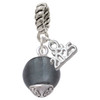 12mm Glass Grey Roller Spinner - Silver Plated Twist Rope Bead Charm Dangle with Mini Year 2025: Year to Remember Jewelry Gift - Celebrations