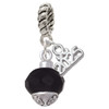 12mm Faceted Black Glass Spinner - Silver Plated Twist Rope Bead Charm Dangle with Mini Year 2025: Year to Remember Jewelry Gift - Celebrations