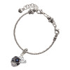 Silver Plated Diagonal Banded Barrel with Blue Crystals Spinner - Silver Plated Twist Rope Bead Charm Dangle with Mini Year 2025 on a large hole bead bracelet Jewelry Ideas and Examples