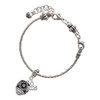 Silver Plated Diagonal Banded Barrel with Pink Crystals Spinner - Silver Plated Twist Rope Bead Charm Dangle with Mini Year 2025 on a large hole bead bracelet Jewelry Ideas and Examples