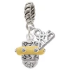 Two-tone Crystal Spinner - Silver Plated Twist Rope Bead Charm Dangle with Mini Year 2025: Year to Remember Jewelry Gift - Celebrations