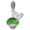 Green & Yellow Faceted Glass Spinner - Silver Plated Twist Rope Bead Charm Dangle with Mini Year 2025: Year to Remember Jewelry Gift - Celebrations