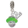 Silver Plated Lime Green Center Spinner - Silver Plated Twist Rope Bead Charm Dangle with Mini Year 2025: Year to Remember Jewelry Gift - Celebrations