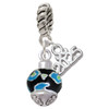 Silver Plated Wide Hot Blue Cheetah Print Band Spinner - Silver Plated Twist Rope Bead Charm Dangle with Mini Year 2025: Year to Remember Jewelry Gift - Celebrations