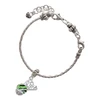 Silver Plated Wide Lime Green Zebra Print Band Spinner - Silver Plated Twist Rope Bead Charm Dangle with Mini Year 2025 on a large hole bead bracelet Jewelry Ideas and Examples