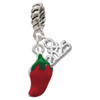 Silver Plated Red Jalapeno - Silver Plated Twist Rope Bead Charm Dangle with Mini Year 2025: Year to Remember Jewelry Gift - Celebrations