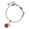 Silver Plated Large Enamel Basketball - Silver Plated Twist Rope Bead Charm Dangle with Mini Year 2025 on a large hole bead bracelet Jewelry Ideas and Examples