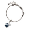 Silver Plated Large Navy Blue Paw - Silver Plated Twist Rope Bead Charm Dangle with Mini Year 2025 on a large hole bead bracelet Jewelry Ideas and Examples