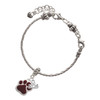 Silver Plated Large Maroon Paw - Silver Plated Twist Rope Bead Charm Dangle with Mini Year 2025 on a large hole bead bracelet Jewelry Ideas and Examples