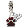 Silver Plated Small Maroon Paw - Silver Plated Twist Rope Bead Charm Dangle with Mini Year 2025: Year to Remember Jewelry Gift - Celebrations