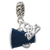 Silver Plated Small Navy Blue Megaphone - Silver Plated Twist Rope Bead Charm Dangle with Mini Year 2025: Year to Remember Jewelry Gift - Celebrations