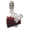 Silver Plated Small Maroon Megaphone - Silver Plated Twist Rope Bead Charm Dangle with Mini Year 2025: Year to Remember Jewelry Gift - Celebrations