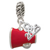 Silver Plated Small Red Megaphone - Silver Plated Twist Rope Bead Charm Dangle with Mini Year 2025: Year to Remember Jewelry Gift - Celebrations
