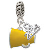 Silver Plated Small Yellow Megaphone - Silver Plated Twist Rope Bead Charm Dangle with Mini Year 2025: Year to Remember Jewelry Gift - Celebrations
