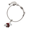 Silver Plated Small Maroon Football Helmet - Silver Plated Twist Rope Bead Charm Dangle with Mini Year 2025 on a large hole bead bracelet Jewelry Ideas and Examples