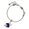 Silver Plated Small Purple Football Helmet - Silver Plated Twist Rope Bead Charm Dangle with Mini Year 2025 on a large hole bead bracelet Jewelry Ideas and Examples