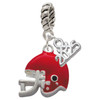 Silver Plated Small Red Football Helmet - Silver Plated Twist Rope Bead Charm Dangle with Mini Year 2025: Year to Remember Jewelry Gift - Celebrations