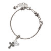 Silver Plated Small Botonee Cross with Beaded Decoration - Silver Plated Twist Rope Bead Charm Dangle with Mini Year 2025 on a large hole bead bracelet Jewelry Ideas and Examples