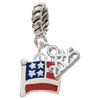 Silver Plated Mini USA Flag - Silver Plated Twist Rope Bead Charm Dangle with Mini Year 2025: Year to Remember Jewelry Gift - Celebrations