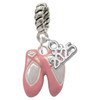 Silver Plated Large Pink Ballet Slippers - Silver Plated Twist Rope Bead Charm Dangle with Mini Year 2025: Year to Remember Jewelry Gift - Celebrations