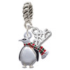 Silver Plated Penguin with Scarf - Silver Plated Twist Rope Bead Charm Dangle with Mini Year 2025: Year to Remember Jewelry Gift - Celebrations