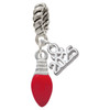 Silver Plated Red Christmas Light - Silver Plated Twist Rope Bead Charm Dangle with Mini Year 2025: Year to Remember Jewelry Gift - Celebrations