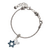 Silver Plated Blue Star Of David - Silver Plated Twist Rope Bead Charm Dangle with Mini Year 2025 on a large hole bead bracelet Jewelry Ideas and Examples