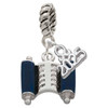 Silver Plated Blue Torah Scroll - Silver Plated Twist Rope Bead Charm Dangle with Mini Year 2025: Year to Remember Jewelry Gift - Celebrations