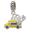 Silver Plated Yellow School Bus Side - Silver Plated Twist Rope Bead Charm Dangle with Mini Year 2025: Year to Remember Jewelry Gift - Celebrations