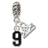 Silver Plated Black Number - 9 - Silver Plated Twist Rope Bead Charm Dangle with Mini Year 2025: Year to Remember Jewelry Gift - Celebrations