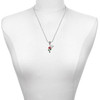 Silver Plated Red Rose Flower - Silver Plated Twist Rope Bead Charm Dangle with Mini Year 2025 as a necklace pendant