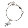 Silver Plated Scroll Cross with Antiqued Decoration - Silver Plated Twist Rope Bead Charm Dangle with Mini Year 2025 on a large hole bead bracelet Jewelry Ideas and Examples