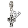 Silver Plated Antiqued Celtic Cross - Silver Plated Twist Rope Bead Charm Dangle with Mini Year 2025: Year to Remember Jewelry Gift - Celebrations