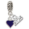 Silver Plated Mini Two Sided Purple Heart - Silver Plated Twist Rope Bead Charm Dangle with Mini Year 2025: Year to Remember Jewelry Gift - Celebrations