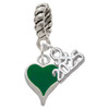 Silver Plated Small Long Green Heart - Silver Plated Twist Rope Bead Charm Dangle with Mini Year 2025: Year to Remember Jewelry Gift - Celebrations