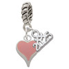 Silver Plated Small Long Pink Heart - Silver Plated Twist Rope Bead Charm Dangle with Mini Year 2025: Year to Remember Jewelry Gift - Celebrations