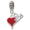 Silver Plated Small Long Red Heart - Silver Plated Twist Rope Bead Charm Dangle with Mini Year 2025: Year to Remember Jewelry Gift - Celebrations