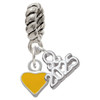 Silver Plated Mini Two Sided Yellow Heart - Silver Plated Twist Rope Bead Charm Dangle with Mini Year 2025: Year to Remember Jewelry Gift - Celebrations