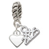 Silver Plated Mini Two Sided White Heart - Silver Plated Twist Rope Bead Charm Dangle with Mini Year 2025: Year to Remember Jewelry Gift - Celebrations